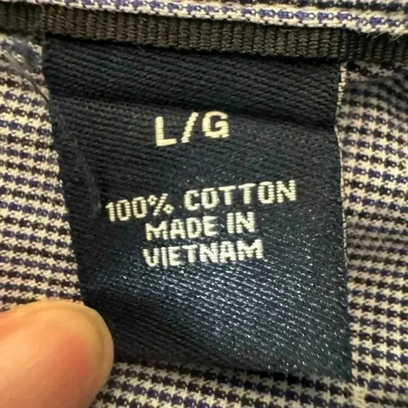 Men's Chaps Large Iconic Poplin 100% Cotton Blue Collar Button Down Shirt - Picture 7 of 11